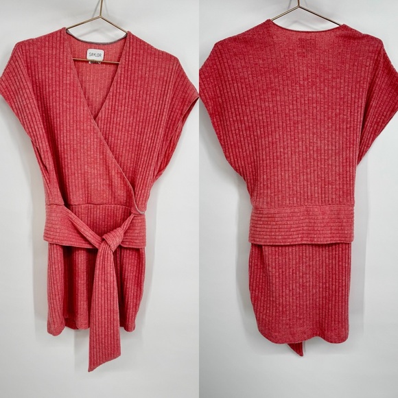 SAYLOR Yelle Ribbed Knit Mini Sweater Dress in Dusty Rose - Picture 2 of 5